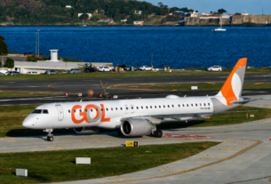 Embraer E2 nas cores da GOL (imagem criada por Daniel R.Carneiro / DRC Imagem, com auxílio de inteligência artificial)