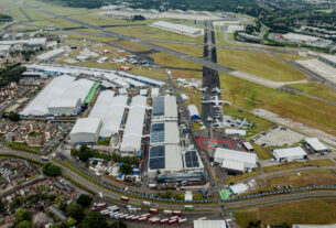 Imagem aérea do Farnborough Air Show 2024