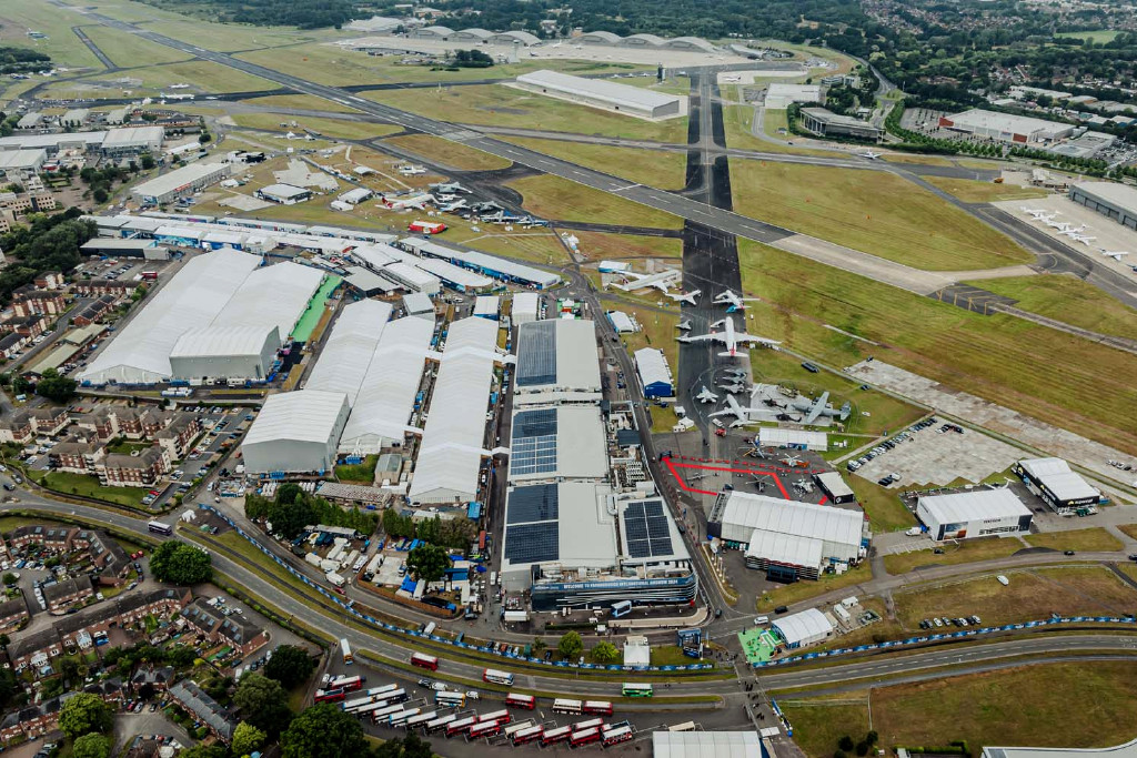 Imagem aérea do Farnborough Air Show 2024
