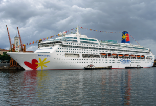 Navio Buenavista da Corazul Cruceros (foto manipulada com IA de Daniel R.Carneiro / DRC Imagem)