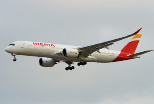 Airbus A350-900 da Iberia pousando em Guarulhos (foto: Daniel R.Carneiro / DRC Imagem)